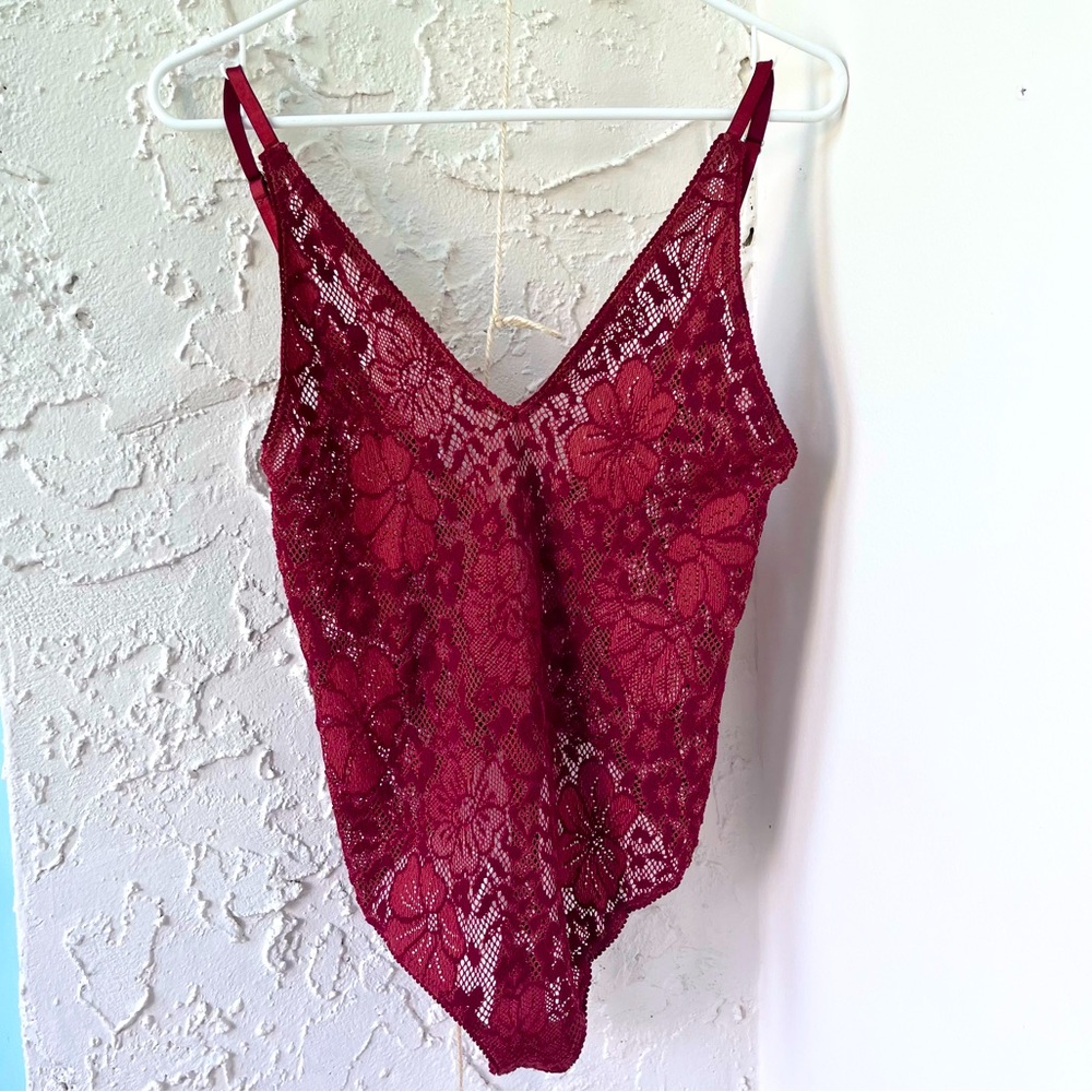 Free People - Burnt Orange/Brown Lace Thong Bodysuit